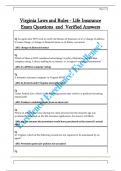 Virginia Laws and Rules - Life Insurance  Exam Questions  and  Verified Answers