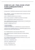 CHEM 121 LAB - FINAL EXAM&colon; STUDY GUIDE &lpar;UNR&rpar;QUESTIONS & ANSWERS&excl;&excl;