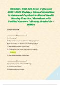 NSG526 &sol; NSG 526 Exam 2 &lpar;Newest 2025 &sol; 2026 Update&rpar;&colon; Clinical Modalities in Advanced Psychiatric Mental Health Nursing Practice &vert; Questions with Verified Answers &vert; Already Graded A&plus; &ndash; Wilkes