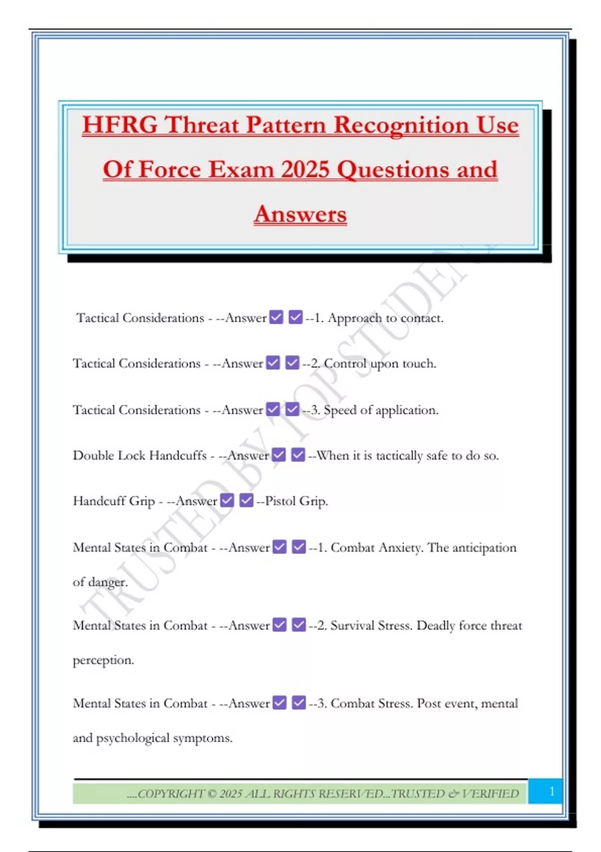 searching for answers: expert pattern recognition and... HFRG Threat Pattern Recognition Use Of Force Exam 2025 Questions and ...