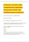 Emergency Severity Index Comprehensive Questions &lpar;Frequently Tested&rpar; and Verified Answers Graded A&plus;