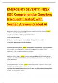 EMERGENCY SEVERITY INDEX &lpar;ESI&rpar; Comprehensive Questions &lpar;Frequently Tested&rpar; with Verified Answers Graded A&plus;
