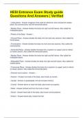 HESI Entrance Exam Study guide Questions And Answers &vert; Verified