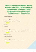 Week1-5 Study Guide-NR566 &sol; NR 566 Review &lpar;Latest 2025 &sol; 2026&rpar;&colon; Advanced Pharmacology&comma; Care of the Family Complete Accurate Quizzes with Verified Answers - Chamberlain  