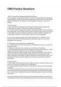 CMS Practice Questions Most Recent 2026&sol;2027 Questions and Accurate Answers