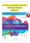 Test Bank For Nursing Research In Canada&comma; 5th Edition by Mina Singh - All Chapter's &lpar;1-21&rpar; Complete Guide A&plus;