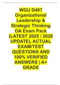 WGU D487 Organizational Leadership & Strategic Thinking OA Exam Pack &lpar;LATEST 2026&sol;2027 UPDATE&rpar;&comma; ACTUAL EXAM&sol;TEST QUESTIONS AND 100&percnt; VERIFIED ANSWERS &vert; A&plus; GRADE