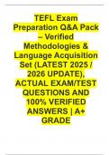 TEFL Exam Preparation Q&A Pack &ndash; Verified Methodologies & Language Acquisition Set &lpar;LATEST 2025 &sol; 2026 UPDATE&rpar;&comma; ACTUAL EXAM&sol;TEST QUESTIONS AND 100&percnt; VERIFIED ANSWERS &vert; A&plus; GRADE