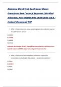 Alabama Electrical Contractor Exam  Questions And Correct Answers &lpar;Verified  Answers&rpar; Plus Rationales 2025&sol;2026 Q&A &vert;  Instant Download Pdf