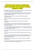 WITS Personal Trainer Certification Exam Questions And Answers Already Graded A&plus; 2025
