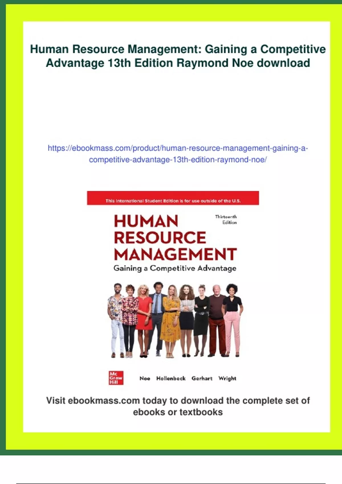 Summary Human Resource Management: Gaining a Competitive Advantage 13th ...