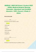 NUR242 &sol; NUR 242 Exam 2 &lpar;Latest 2025 &sol; 2026&rpar;&colon; Medical-Surgical Nursing Concepts &vert; Questions and Certified Answers &vert; 100&percnt; Correct &vert; Grade A &ndash; Galen  
