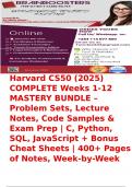 Harvard Computer Science &lpar;CS50&rpar; &lpar;2025&rpar;  &vert; COMPLETE Weeks 1-12 MASTERY BUNDLE &vert;  Problem Sets&comma; Lecture Notes&comma; Code Samples & Exam Prep &vert; C&comma; Python&comma; SQL&comma; JavaScript &plus; Bonus Cheat Sheets &vert; 400&plus; Pages of Notes&comma; Week-by-Week Cheat Codes&comma; Cybersecurity Labs & A