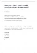 EPHE 155 - Quiz 2 questions with complete answers already passed