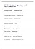 EPHE 141 - Lab &num;1 questions well answered passed