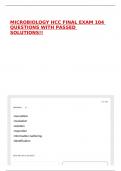 MICROBIOLOGY HCC FINAL EXAM 104 QUESTIONS WITH PASSED SOLUTIONS&excl;&excl;