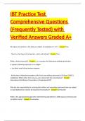 IBT Practice Test Comprehensive Questions &lpar;Frequently Tested&rpar; and Verified Answers Graded A&plus;