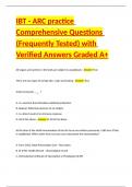 IBT - ARC practice Comprehensive Questions &lpar;Frequently Tested&rpar; with Verified Answers Graded A&plus;