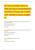IBT &lpar;Immunization Back Up Tech&rpar; Air Force Comprehensive Questions &lpar;Frequently Tested&rpar; with Verified Answers Graded A&plus;
