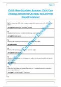 Child Abuse Mandated Reporter&colon; Child Care  Training Assessment Questions and Answers  &lpar;Expert Solutions&rpar;