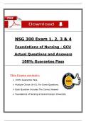 NSG 300 Exam &lpar;1&comma; 2&comma; 3 & 4&rpar; &ndash; Foundations of Nursing &vert; Verified Q&A &vert; GCU Nursing &lpar;2025&rpar;