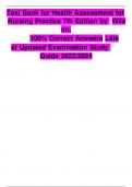 Test Bank For Health Assessment for Nursing Practice&comma; 7th Edition by Susan F Wilson&comma; Jean Foret Giddens All Chapters 1-24