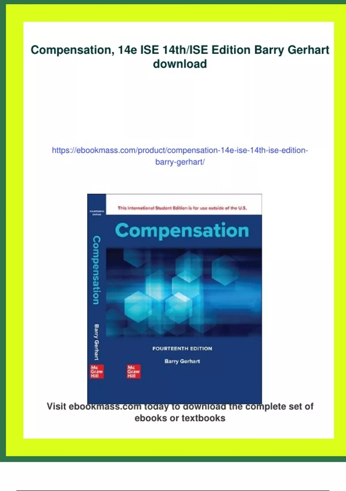 Summary Compensation, 14e ISE 14th/ISE Edition Barry Gerhart - Digital ...