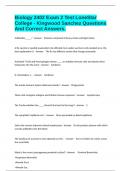 Biology 2402 Exam 2 Test LoneStar College - Kingwood Sanchez Questions And Correct Answers&period;