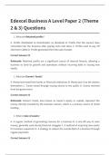 Edexcel Business A Level Paper 2 &lpar;Theme 2 & 3&rpar; Questions