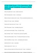 HTHS 2240 Exam 1 Pre Questions With 100&percnt; Actual Complete Answers &lpar;2025&rpar; Updated&period;