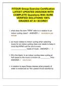 FITOUR Group Exercise Certification  LATEST UPDATED 2025&sol;2026 WITH  COMPLETE Questions With SURE  VERIFIED SOLUTIONS 100&percnt;  GRADED AT A&plus; SCORE&excl;&excl; 