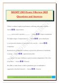 MGMT 2103 Exam 3 Review 2025 Questions and Answers