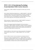 PSYC 1111 1&period;0 Introducing Psychology Exam Questions With Correct Answers