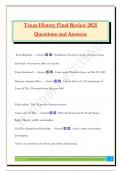 Texas History Final Review 2025 Questions and Answers
