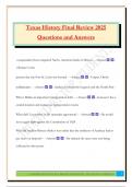 Texas History Final Review 2025 Questions and Answers