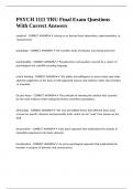 PSYCH 1111 TRU Final Exam Questions With Correct Answers 