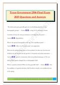 Texas Government 2306-Final Exam 2025 Questions and Answers