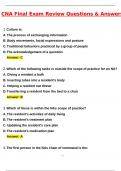 CNA Final Exam Review &lpar;Latest 2025 &sol; 2026 Update&rpar; Questions and Verified Answers