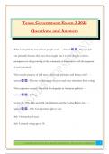 Texas Government Exam 3 2025 Questions and Answers