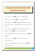 Texas Government Final Exam 2025 Questions and Answers