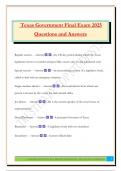 Texas Government Final Exam 2025 Questions and Answers
