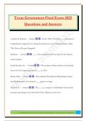 Texas Government Final Exam 2025 Questions and Answers