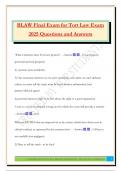 BLAW Final Exam for Tort Law Exam 2025 Questions and Answers