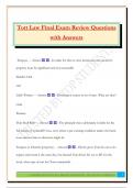 Tort Law Final Exam Review Questions with Answers