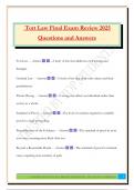 Tort Law Final Exam Review 2025 Questions and Answers