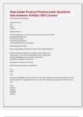 Real Estate Finance Practice exam Questions  And Answers Verified 100&percnt; Correct 