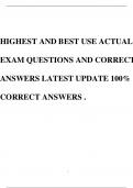 HIGHEST AND BEST USE ACTUAL EXAM QUESTIONS AND CORRECT ANSWERS LATEST UPDATE 100&percnt; CORRECT ANSWERS