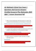 Air Methods Critical Care Exam 1  Questions And Correct Answers  &lpar;Verified Answers&rpar; Plus Rationales 2025  Q&A &vert; Instant Download Pdf