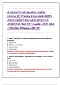 Army Electrical Explosives Safety  &lpar;Ammo-28&rpar; Practice Exam QUESTIONS  AND CORRECT ANSWERS &lpar;VERIFIED  ANSWERS&rpar; PLUS RATIONALES 2025 Q&A  &vert; INSTANT DOWNLOAD PDF