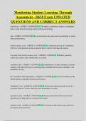 Monitoring Student Learning Through  Assessment - D638 Exam UPDATED  QUESTIONS AND CORRECT ANSWERS
